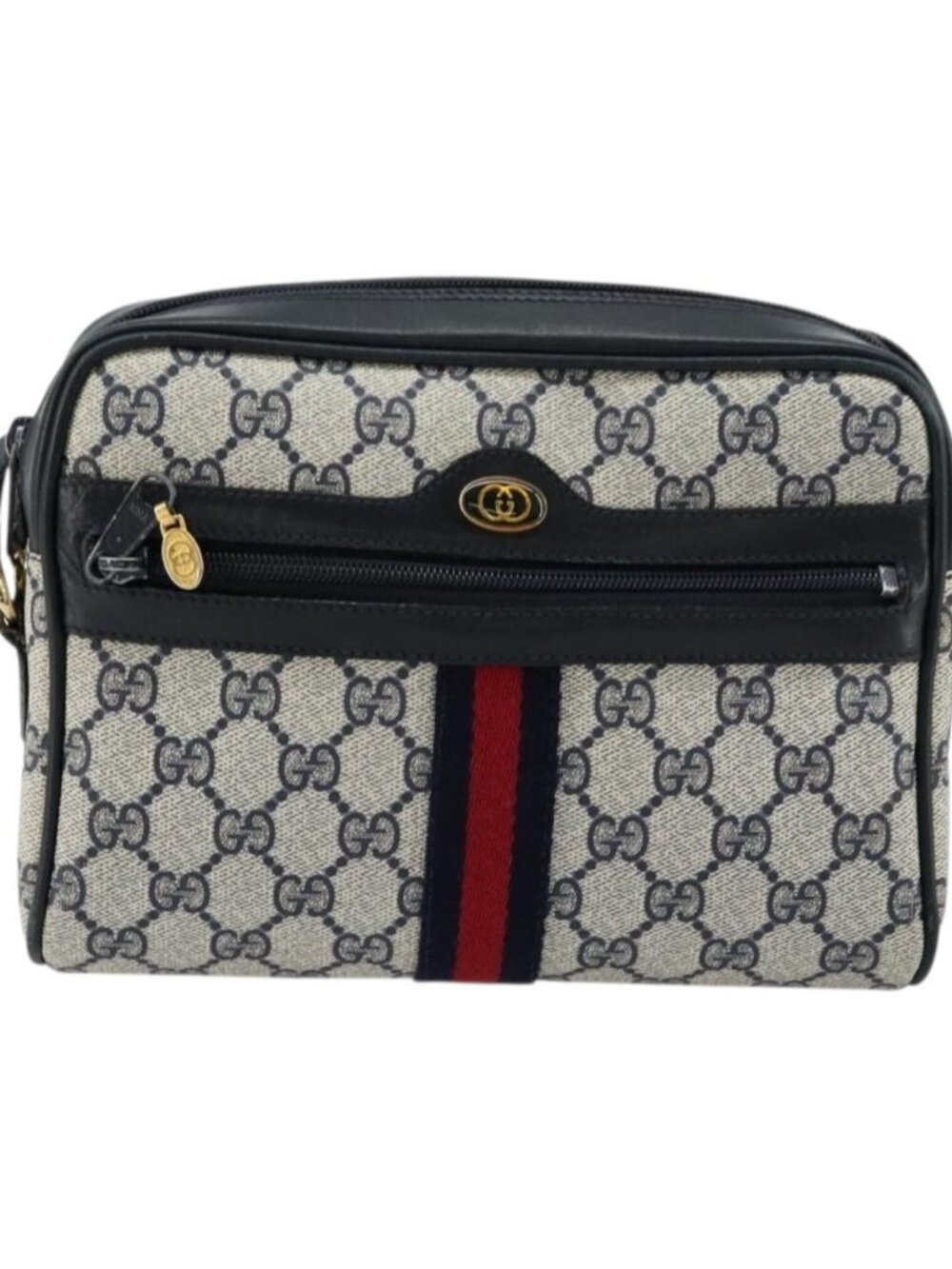GUCCI GG Supreme Sherry Line Shoulder Bag PVC Navy Gold 010 378 - Picture 2 of 16